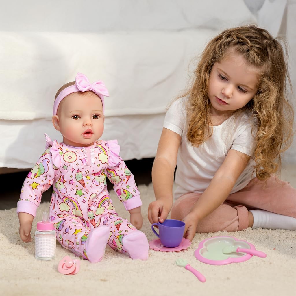 GOAROY Baby Dolls  18 inches Large Realistic Cute Soft Body Baby Doll Real Life Baby Dolls Girl  with Bottles & Pacifier  Diapers and Bibs  Gift Idea for Ages 3+
