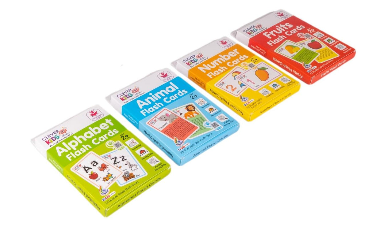 Bkdt Marketing 4 In 1 Flash Cards, Animal, Fruits, Alphabets & Numbers 50 Flash Cards For Kids Babies Fun & Easy Early Learning 