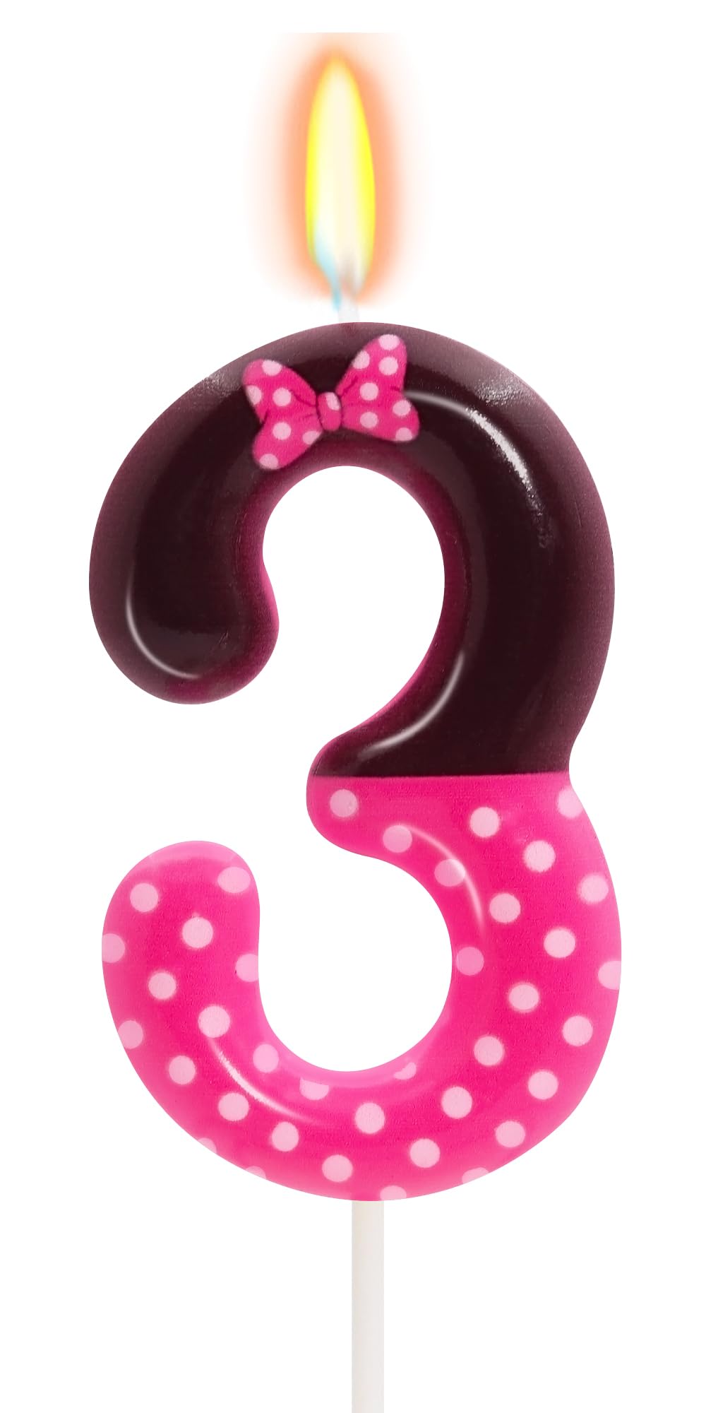 3rd Pink Black Birthday Candles for Girls, Pink Mouse Cake Topper Cupcake Decor, Cartoon Themed Birthday Party Decorations Suppl