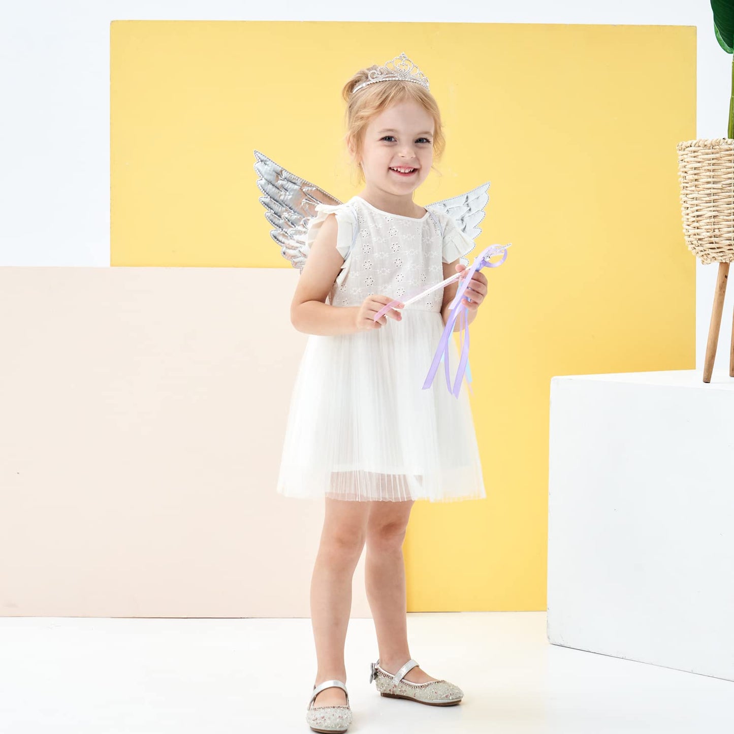 Fairywand Silver Unicorn Wings For Kids Princess Costume Accessories Birthday Halloween Party-Toddler