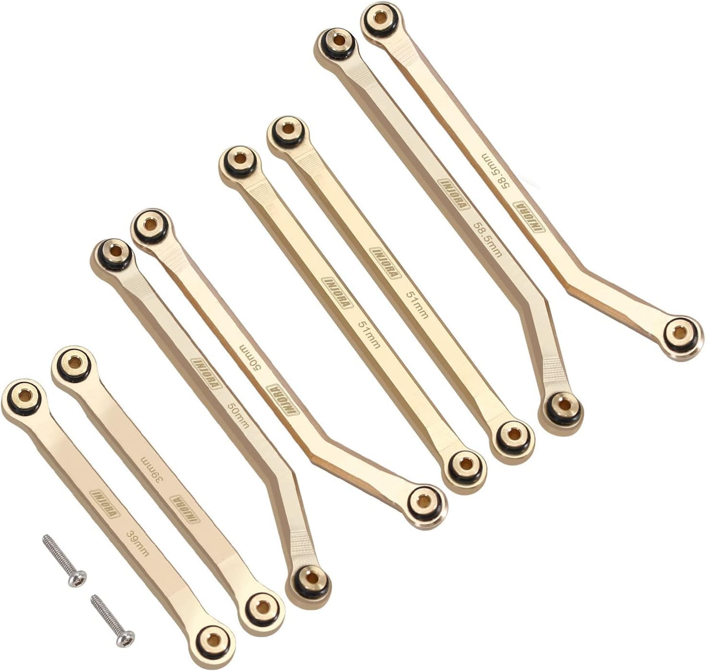 INJORA Brass High Clearance Front 4 Links Set 37g Heavy Brass Links for SCX24 C10 JLU Bronco Base Camp Axial 1/24 RC Crawler Car