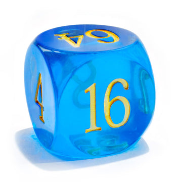 Big Translucent Backgammon Doubling Cube Dice 30MM, Large Backgammon Doubling Number Dice 1 3/16'', Translucent Blue