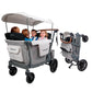 WONDERFOLD L4 Quad Stroller Wagon - 4 Seater, Collapsible, Adjustable UPF50+ Canopy, Gray, Model L4-GRY
