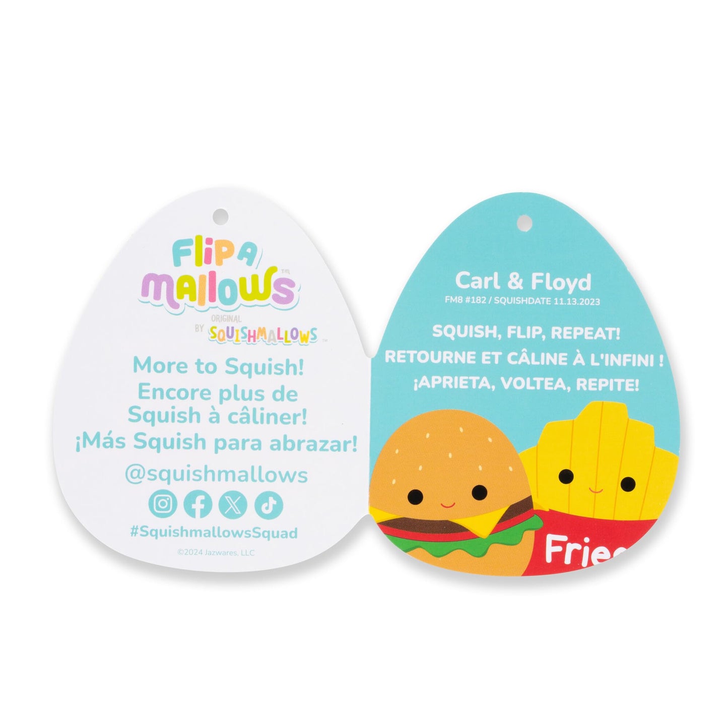 Squishmallows 8-Inch Carl Cheeseburger & Floyd French Fries FlipAMallows - Official Plush Toy, Cute & Collectible
