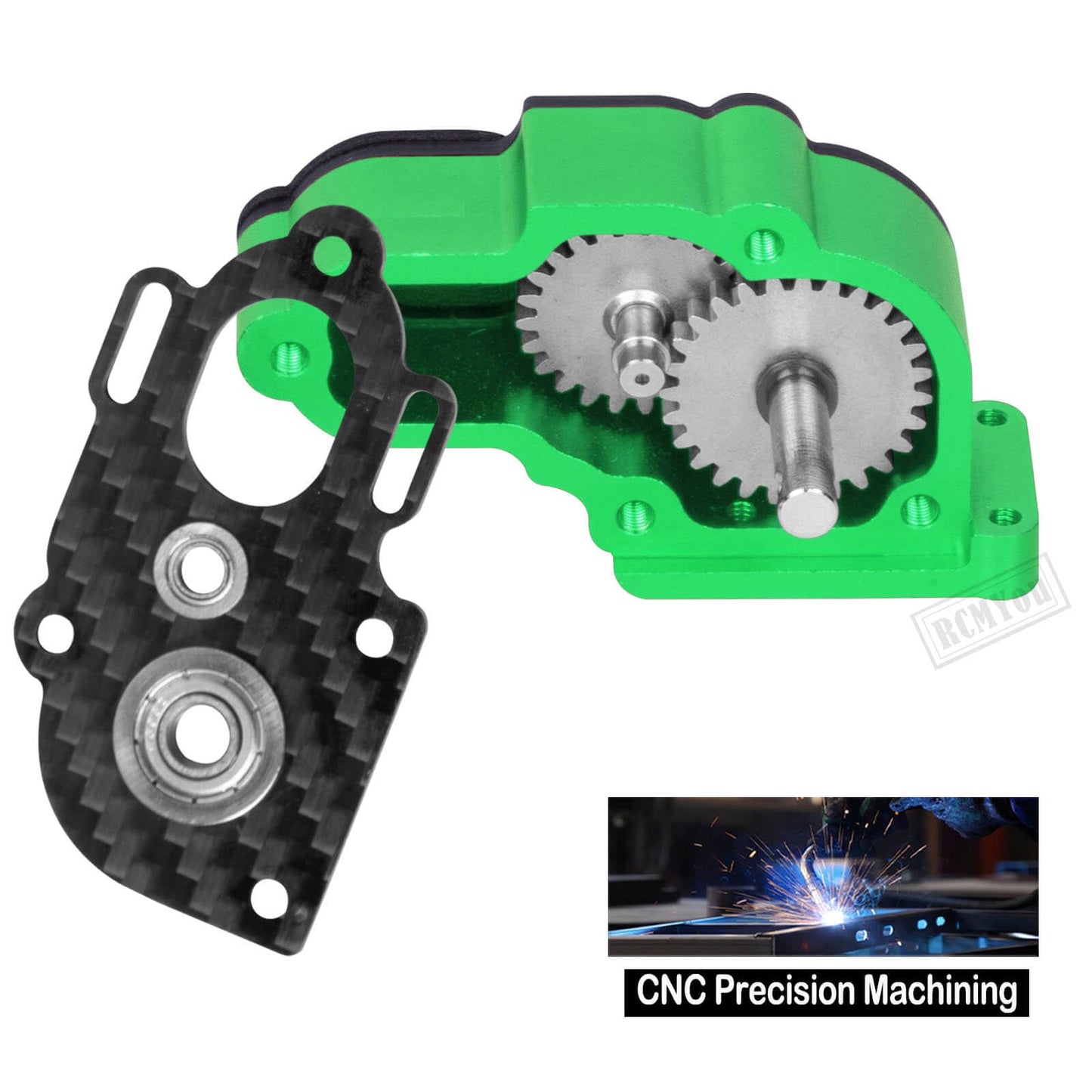 Rcmyou Rc Carbon Fiber Frame Chassis W/Gearboxes Upgrades Part For 1/10 Axial Scx10 Scx10 Ii 90046 90047 Rc Crawler Car,Green