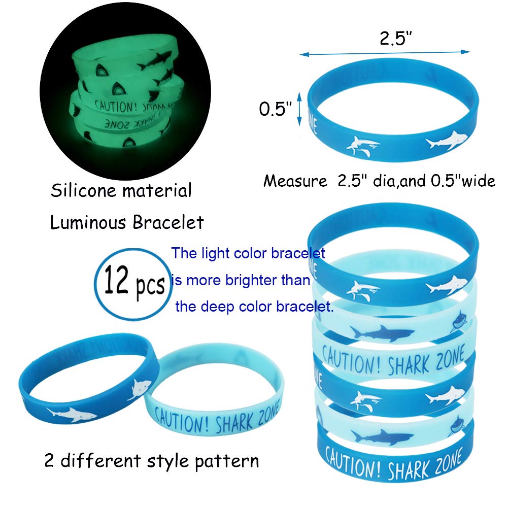 Shark Party Favor Supplies Pack -Shark Tooth Necklace Tattoo Sticker Shark Gift Bag Shark Bracelet Pin Back Button for Kids Unde