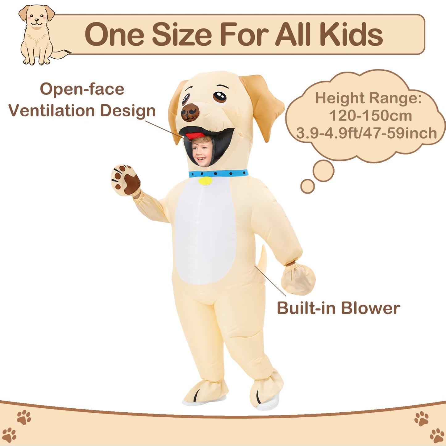 Searhmomo Inflatable Costume Dog For Kids, Funny Dog Blow Up Costumes, Halloween Animal Inflatable Costume For Boys Girls Cospla