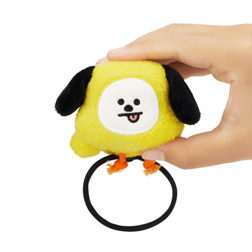 BT21 CHIMMY Character Plush Stuffed Animal Elastic Hair Tie Band Accessories for Girls, Yellow