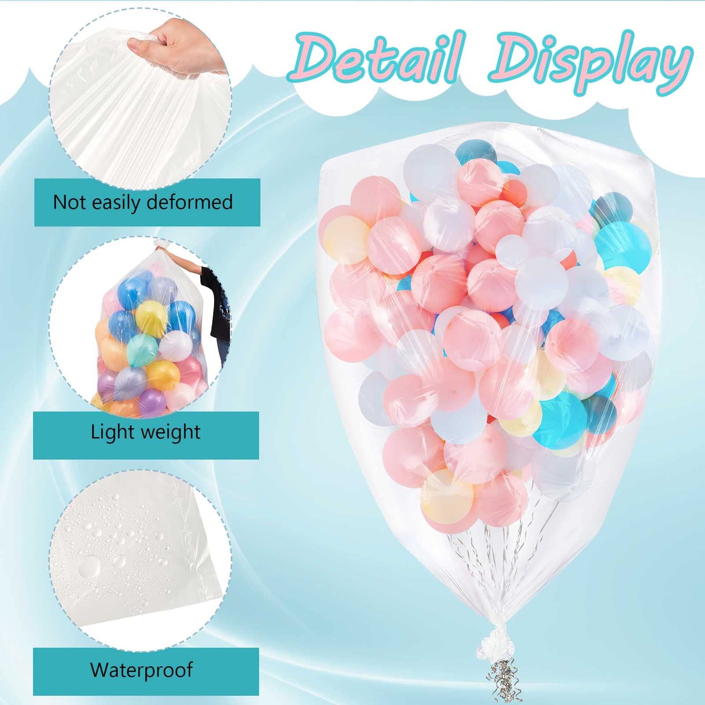 Large Balloon Bags For Transport Clear Balloon Drop Bag Plastic Bags For Balloons Big Balloon Carrying Bag Giant Storage Bags Fo