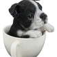 Ebros Gift Realistic Boston Terrier Teacup Pup In White Tea Cup Statue 5.75'' Tall Pet Pal Tuxedo Gentleman Puppy Dog Breed Coll