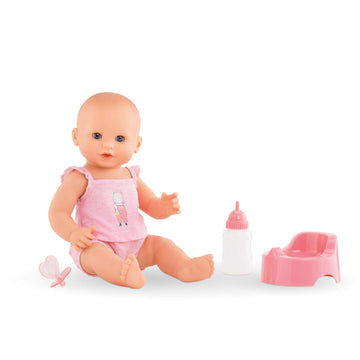Corolle Drink And Wet Bath Baby Emma - 14    Girl Baby Doll With 3 Accessories - Bottle, Potty, And Pacifier - Really Drinks And