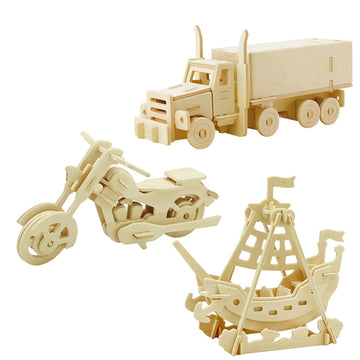 Georgie Porgy 3D Wooden Puzzles For Kids Toys Construction Woodcraft Kits Diy Model Puzzle Kits Birthday Gifts Pack Of 3 (Pirate