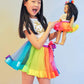 Zita Element Rainbow Clothes And Hair Accessories For American 18 Inch Girl Doll Matching Girls Outfits - 2 Cotton Shirts, 2 Rainbow Tutu Skirts And 2 Bow Hair Clips For Kid Girl Birthday Gift.