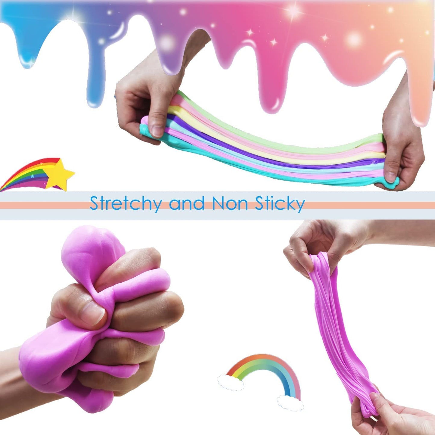 Inksbui Butter Slime Kit 34 Packed Two-Toned Colorful Slime, Stress Relief Toys, Party Favors For Kids Girl Boys Kids 6 7 8 9 10 11 12