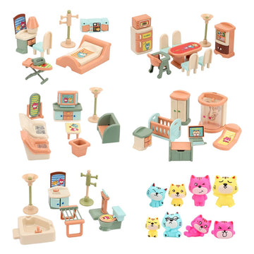Bananmelonbm 50 Pack Kids Little Dollhouse Furniture Set Toys House Big Dreams For Baby Children Girls Boys Age 3+,Miniature Accessories Educational Pretend Play Toys For Toddler