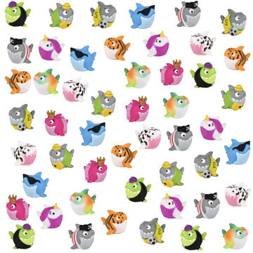 Fifty (50) 2'' Sea Animals Rubber Bath Toys With Costumes (Sharks In Costume (50))