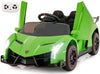 Infans 2 Seater Kids Ride On Car, 12V 4Wd Licensed Lamborghini Veneno Powered Electric Vehicle With Hydraulic Doors, Rocking Mode, Adjustable Speeds, Remote Control, Mp3, Headlight (Green)