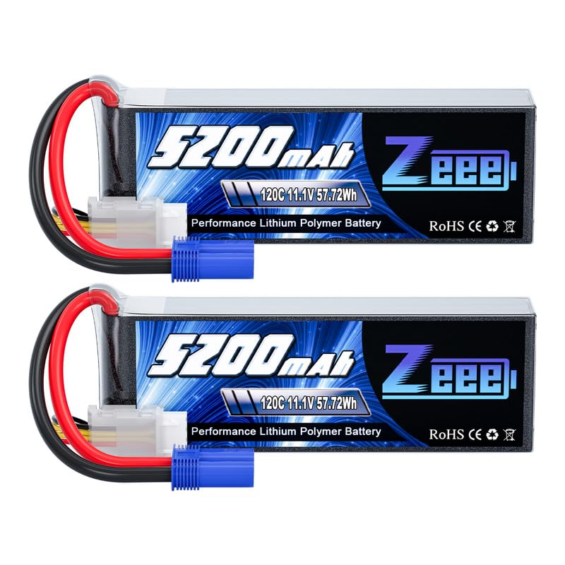 Zeee 3S LiPo Battery 5200mAh 11.1V 120C with EC5 Connector Soft Pack RC Battery for RC Plane Quadcopter Airplane Helicopter RC C