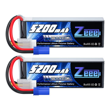 Zeee 3S LiPo Battery 5200mAh 11.1V 120C with EC5 Connector Soft Pack RC Battery for RC Plane Quadcopter Airplane Helicopter RC C