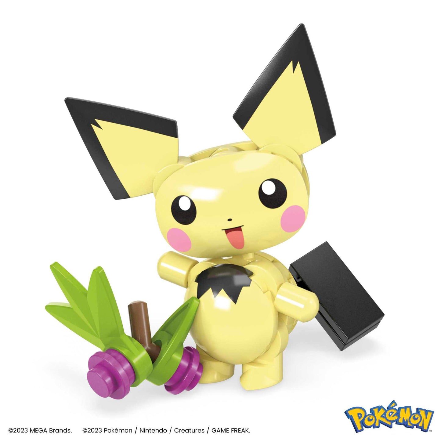 Mega Pokémon Action Figure Building Toys Set, Pichu'S Forest Forage With 84 Pieces, Motion And 1 Poseable And Buildable Character