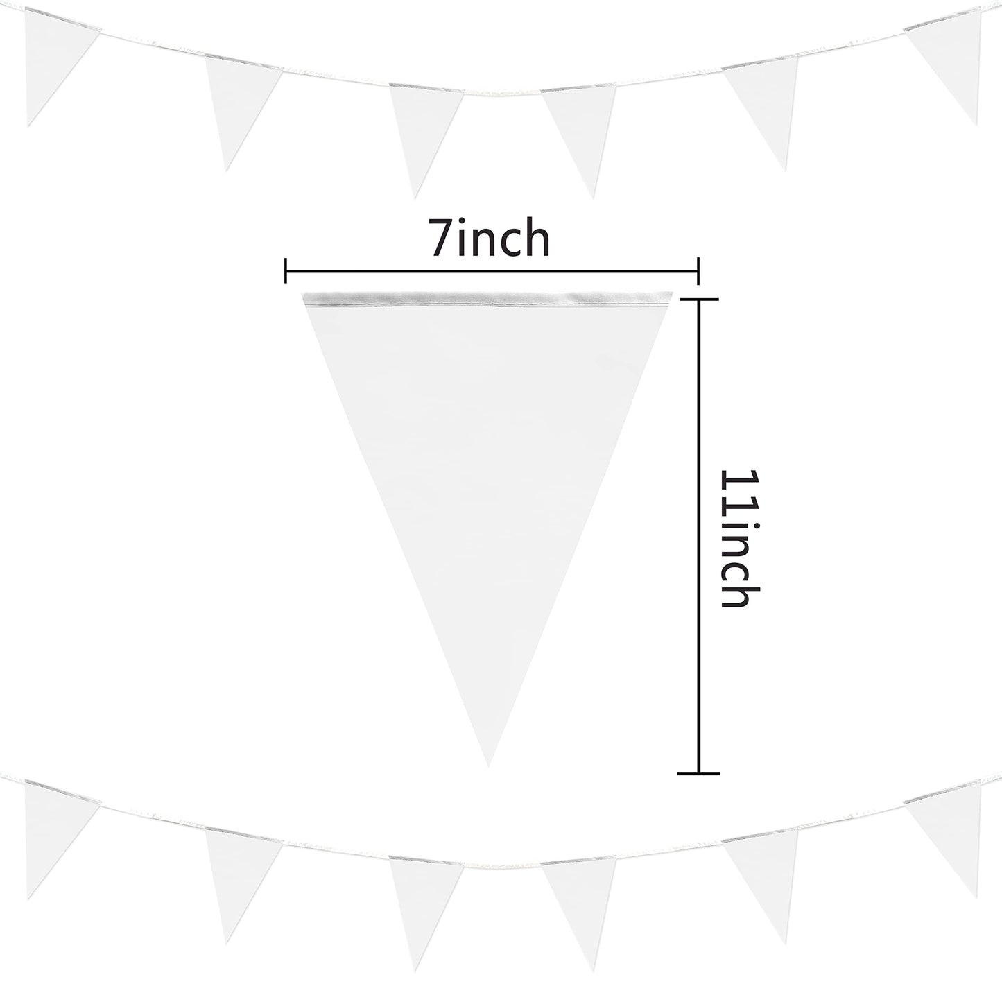 Lybutty 100 Feet White Pennant Banners Flags String Hanging Triangle Bunting Flags,Party Decorations For Grand Opening,Kids Birt