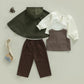 Infant Toddler Baby Boys Halloween Costume Medieval Ring Bearer Long Sleeve Shirt Vest Cloak and Pants 4pcs Outfit Set (Army Gre
