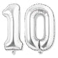 Flyloons 10 number Silver Foil Balloon 16 inch Size Birthday Decoration Items | 10th Year Balloons | Ten