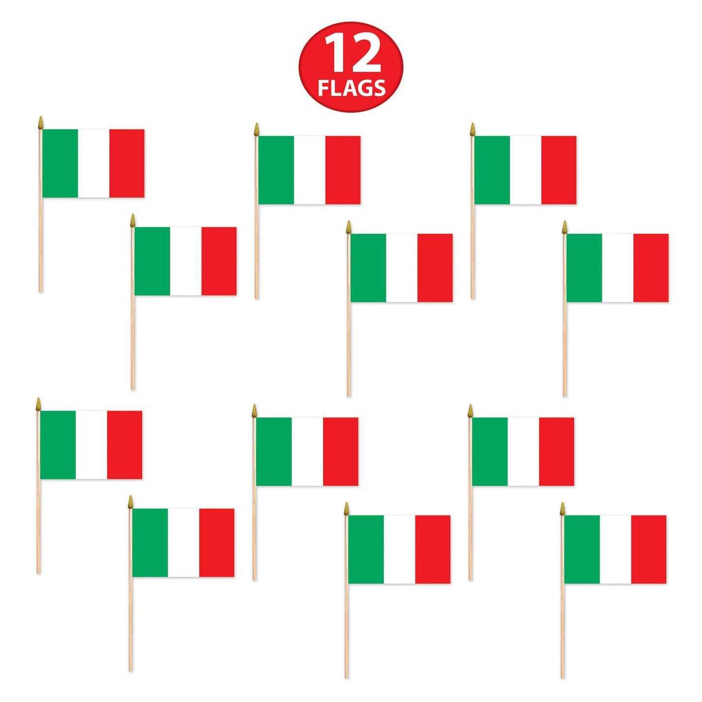 Beistle 12-Pack Italian Rayon Flag, 4-Inch by 6-Inch
