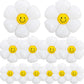 Daisy Balloons With Smile, 12 Pcs Groovy Boho White Flower Balloon Party Decorations For Birthday Wedding Party D  Cor For 60S H