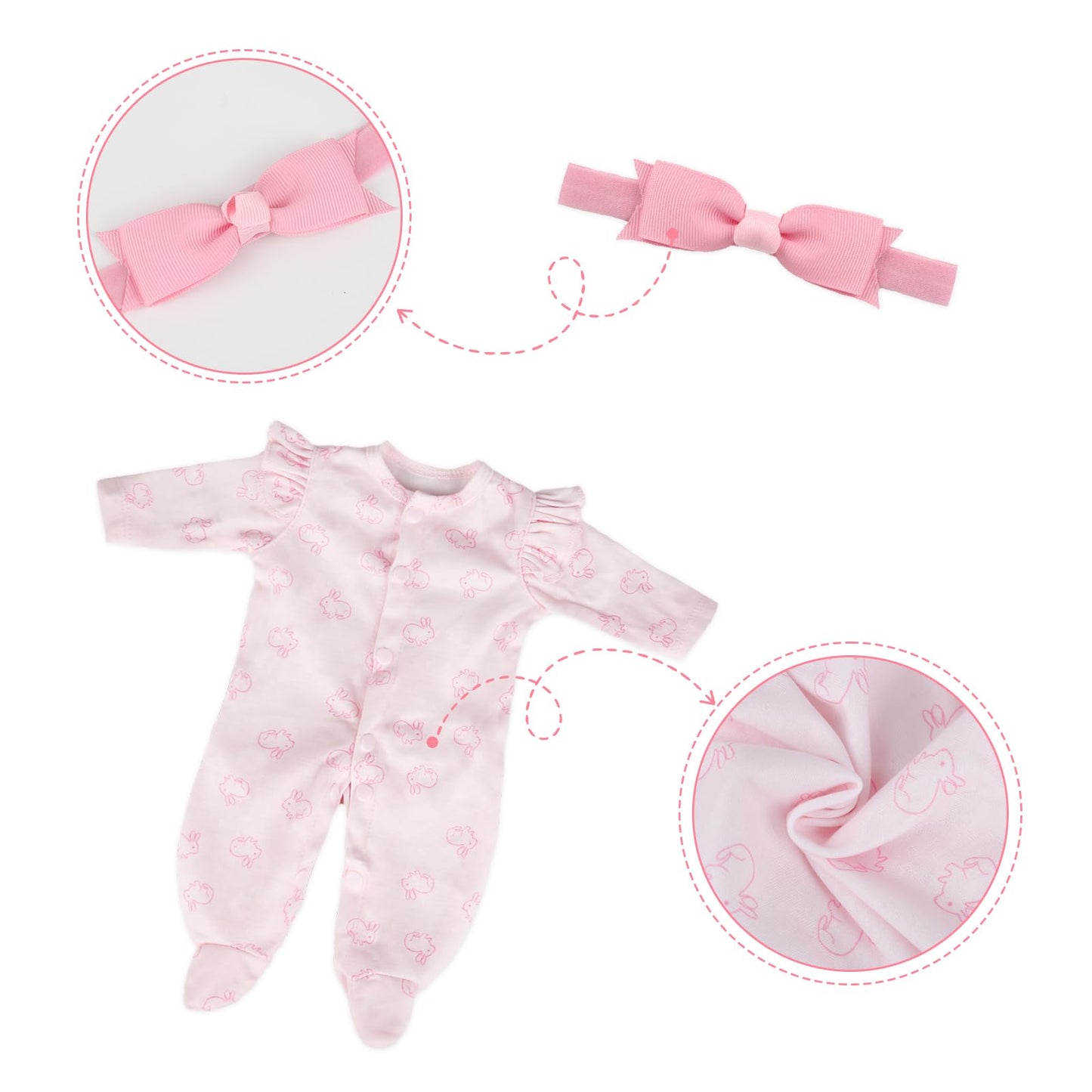 Caranovo Realistic Reborn Baby Doll Clothes 16-18 Inch 2Pcs Pink Outfits Clothing Set Accessories Suitable For Reborn Babies And
