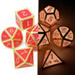 Haxtec Glow in The Dark Metal DND Dice Set Gold Pink D&D Dice for Dungeons and Dragons-Gold Glowing Red/Cream Pink