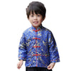 Little Boys Dragon Tang Coat Long Sleeve Chinese Clothing Children Costumes Boy Jackets Outfit Tops (Blue, 12)