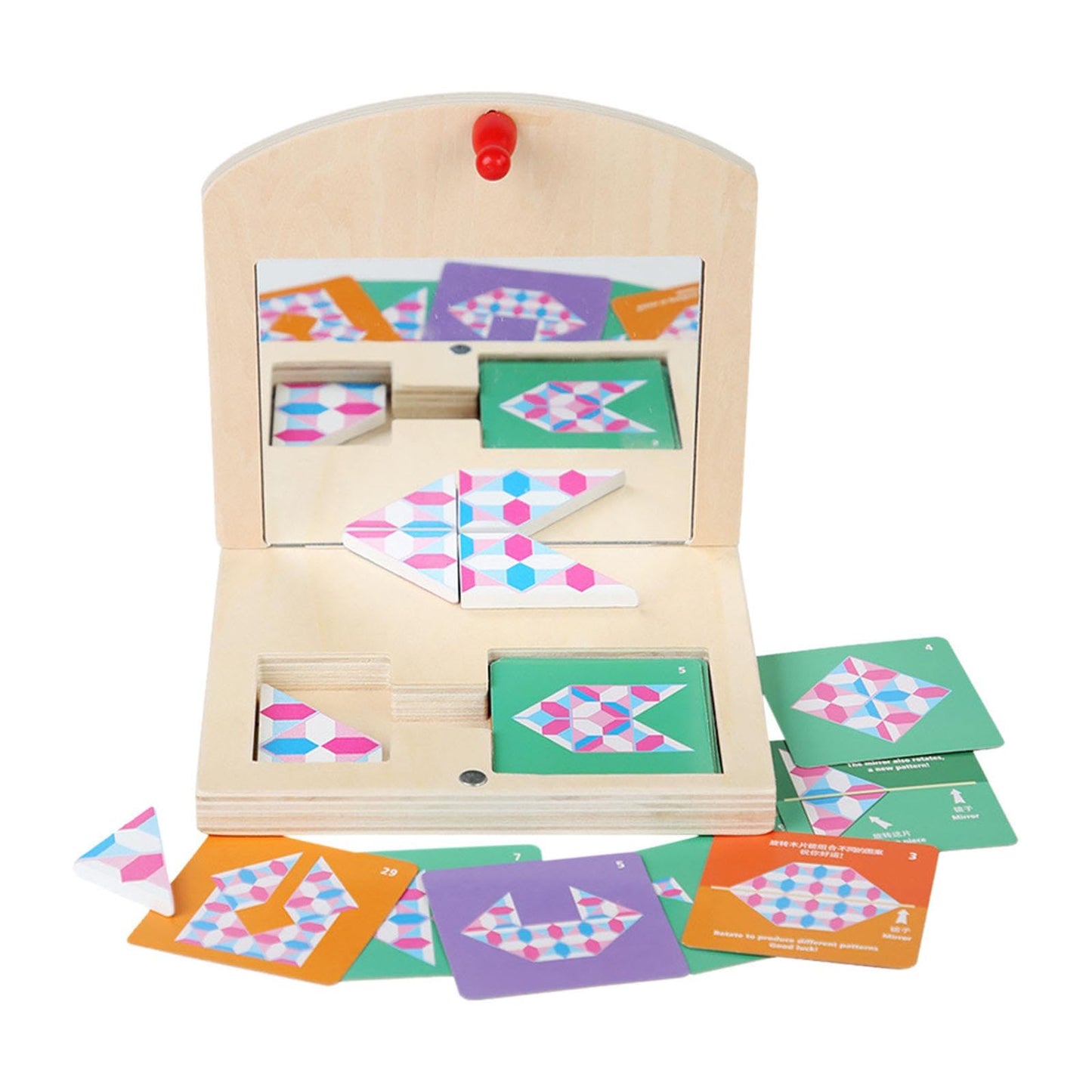Atorse Montessori Toy Develop Wood Mirror Puzzle For Kindergarten Household Bedroom