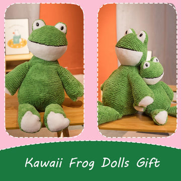 Elainren Cute And Silly Frog Plush Animals Toy, Stuffed Furry Green Frog With Big Eyes, Soft Froggie Plushie Doll Gifts/14''