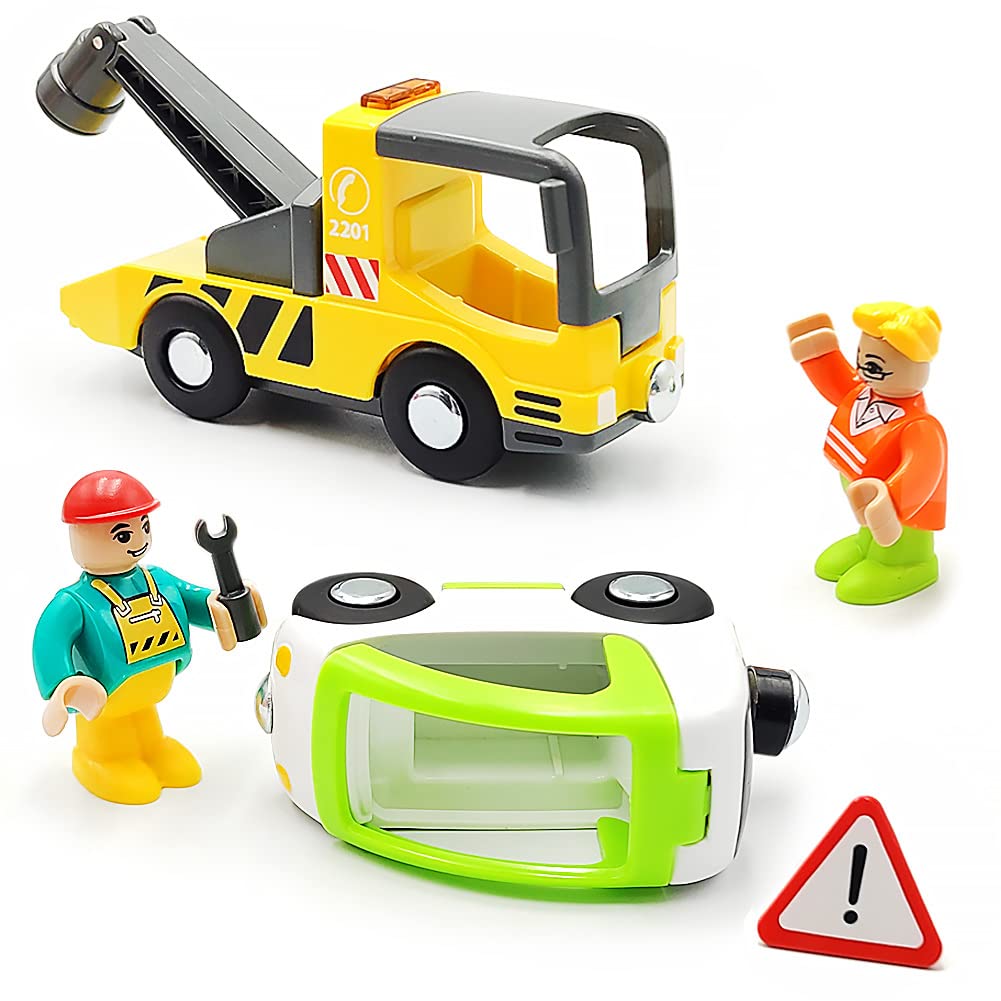 Wooden Train Cars Track Accessories Set Trailer Truck Small Vehicles Magnetic Train Cars Fit for Wooden Train Track Railway for