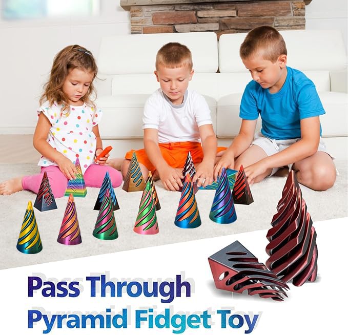 Ajitxalr 3 Packs Impossible Cone,Spiral Cone Fidget Toy,Impossible Cones Passthrough Impossible Pyramid For Relaxing,Spiral Fidg