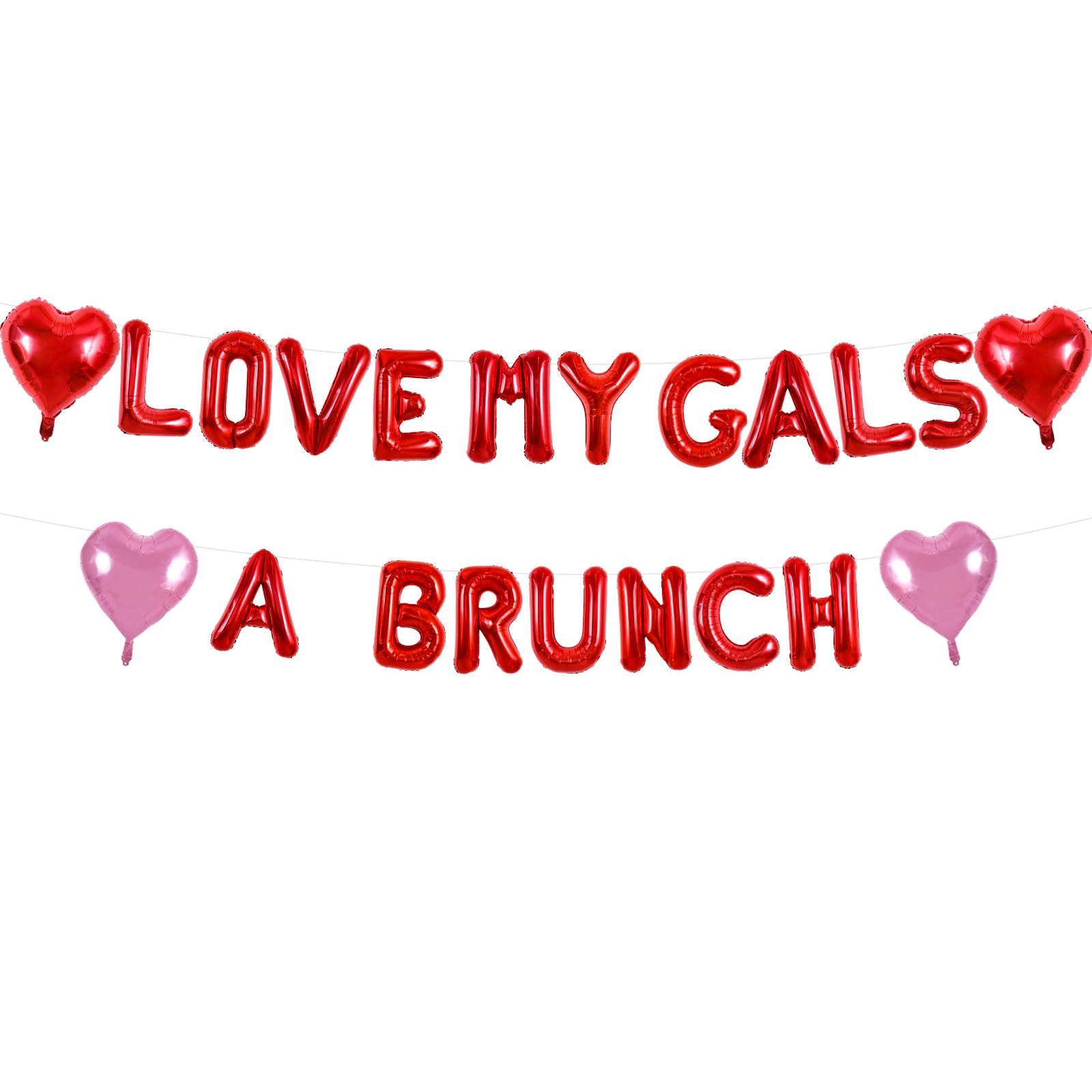TONIFUL 16 Inch Red LOVE MY GALS A BRUNCH Letter Balloons Valentines Day Foil Alphabet Balloons Banner for Romantic Valentine s