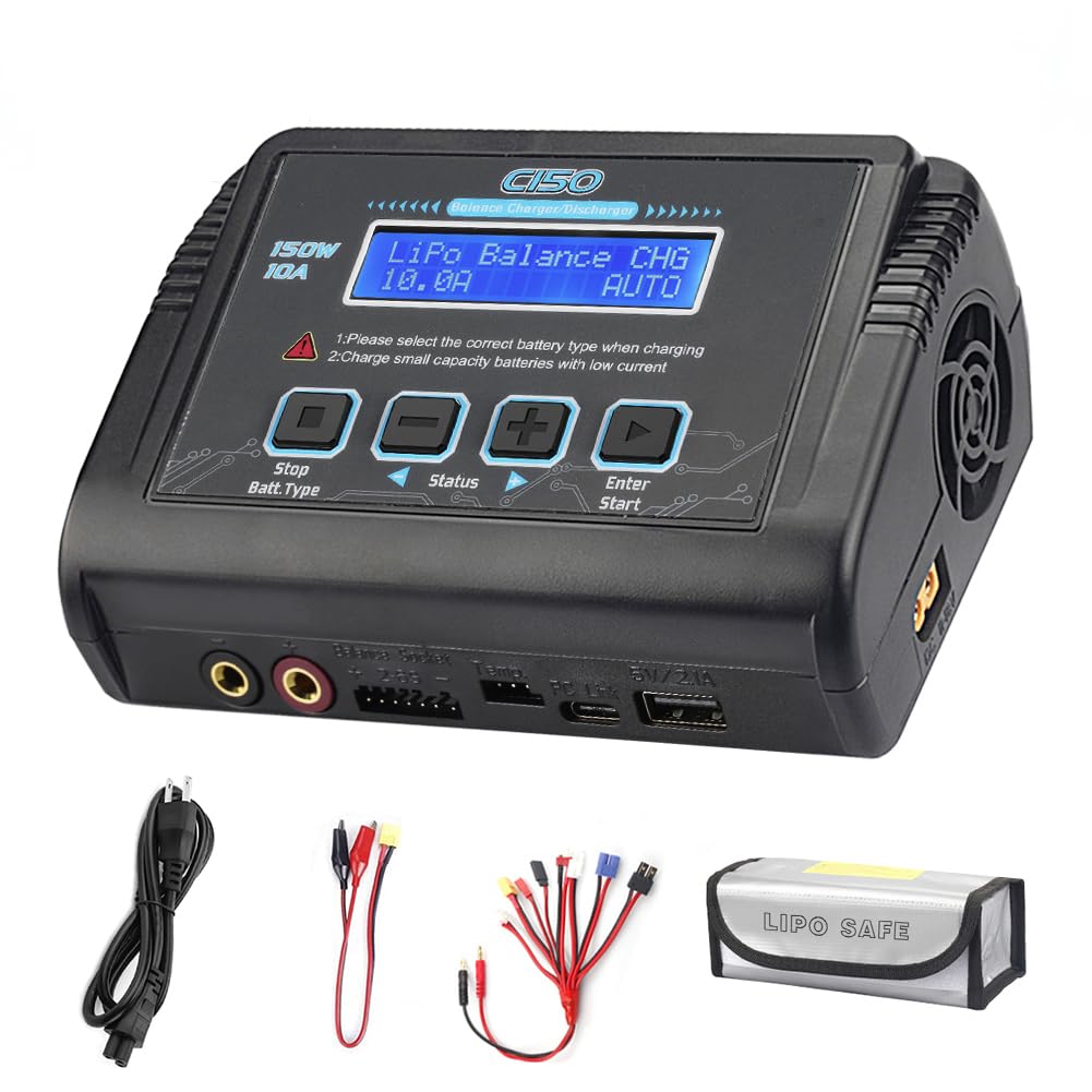 LiPo Battery Charger RC Balance Fast Charger Discharger 150W 10A AC/DC Battery Chargers for 1-6S Life Li-ion LiHV NiCd NiMH PB S