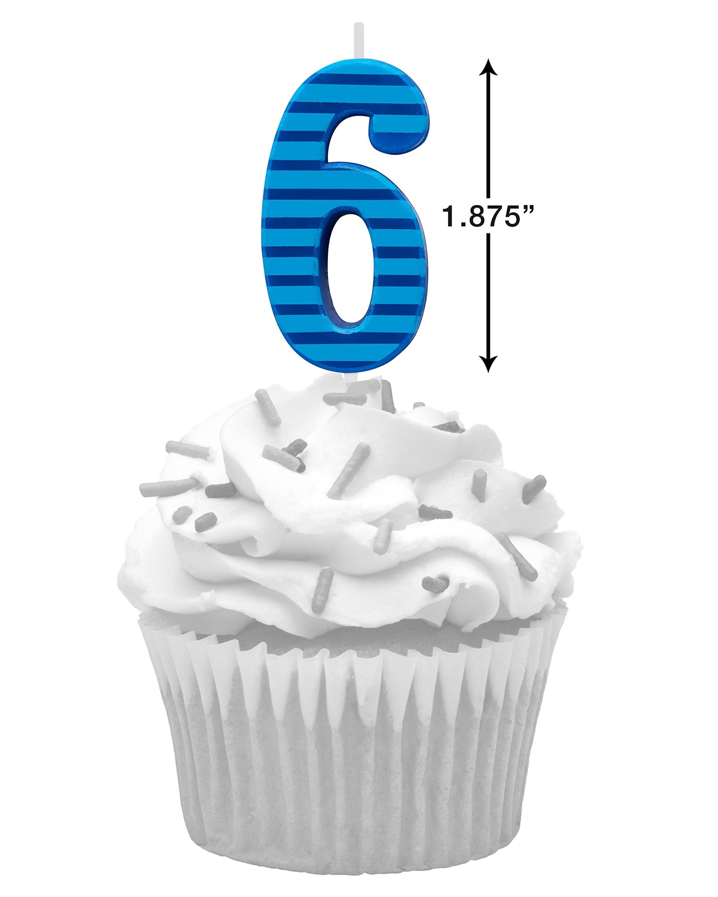 Papyrus Number 6 Birthday Candle, Blue Stripes (1-Count)