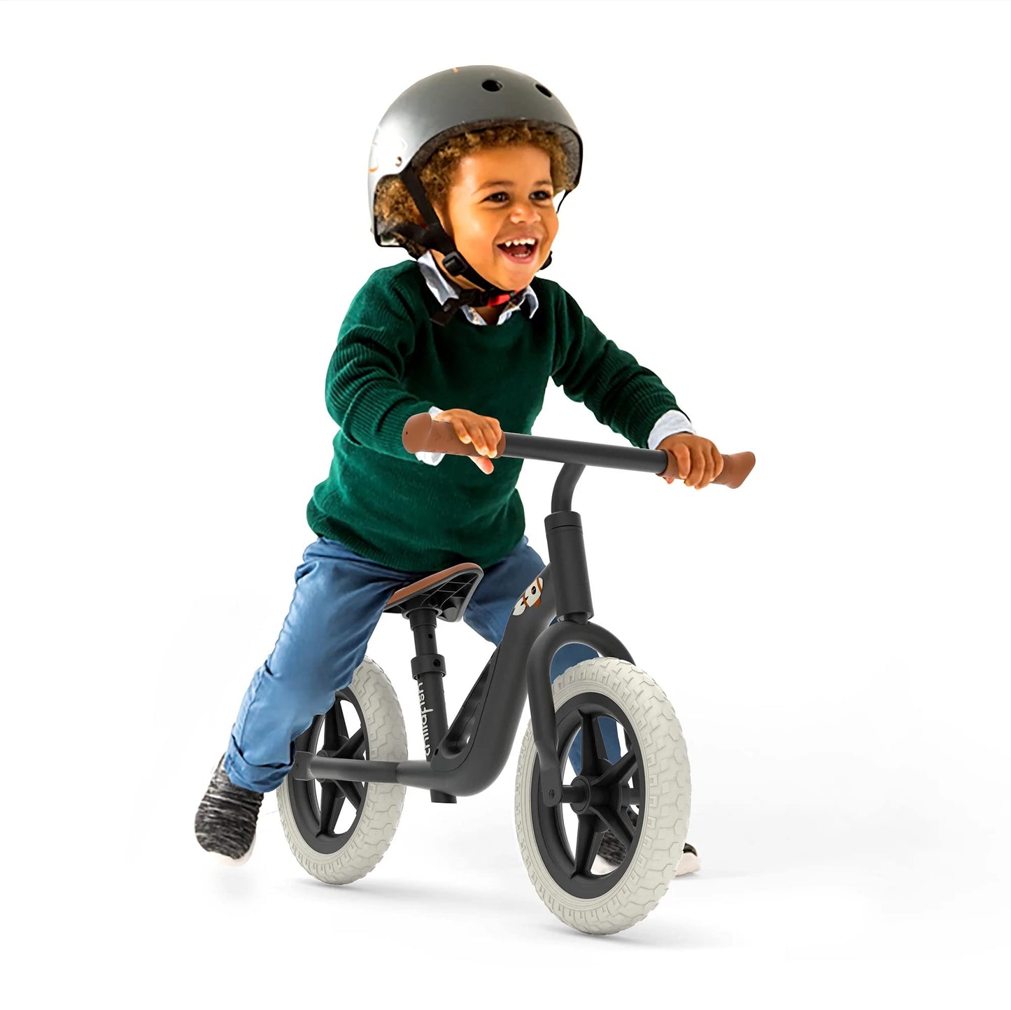 Chillafish Charlie Balance Bike for Toddlers, 10-Inch No-Puncture Tires, Adjustable Seat, Black, Model CPCH01BLA