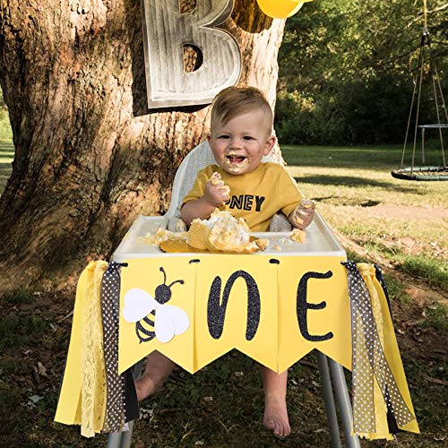 Little Bee 1st Birthday High Chair Banner - Yellow High Chair Banner, Sweet Party Decoration, Bee Day Theme, Picnic