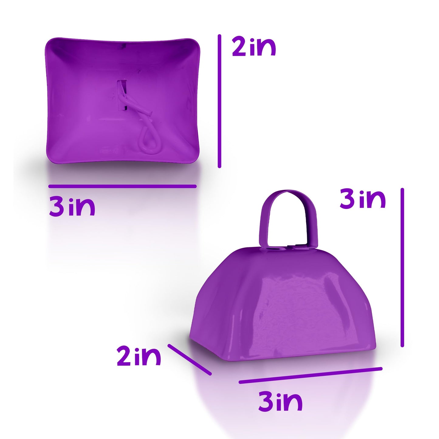 Windy City Novelties Metal Cowbell Novelty Noise Makers - 3 Inch - 12 Pack - Purple