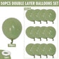 Sage Green Balloons 50Pcs, Double Stuffed Olive Green Latex Helium Balloons, Eucalyptus Avocado Green Party Balloons Retro Green