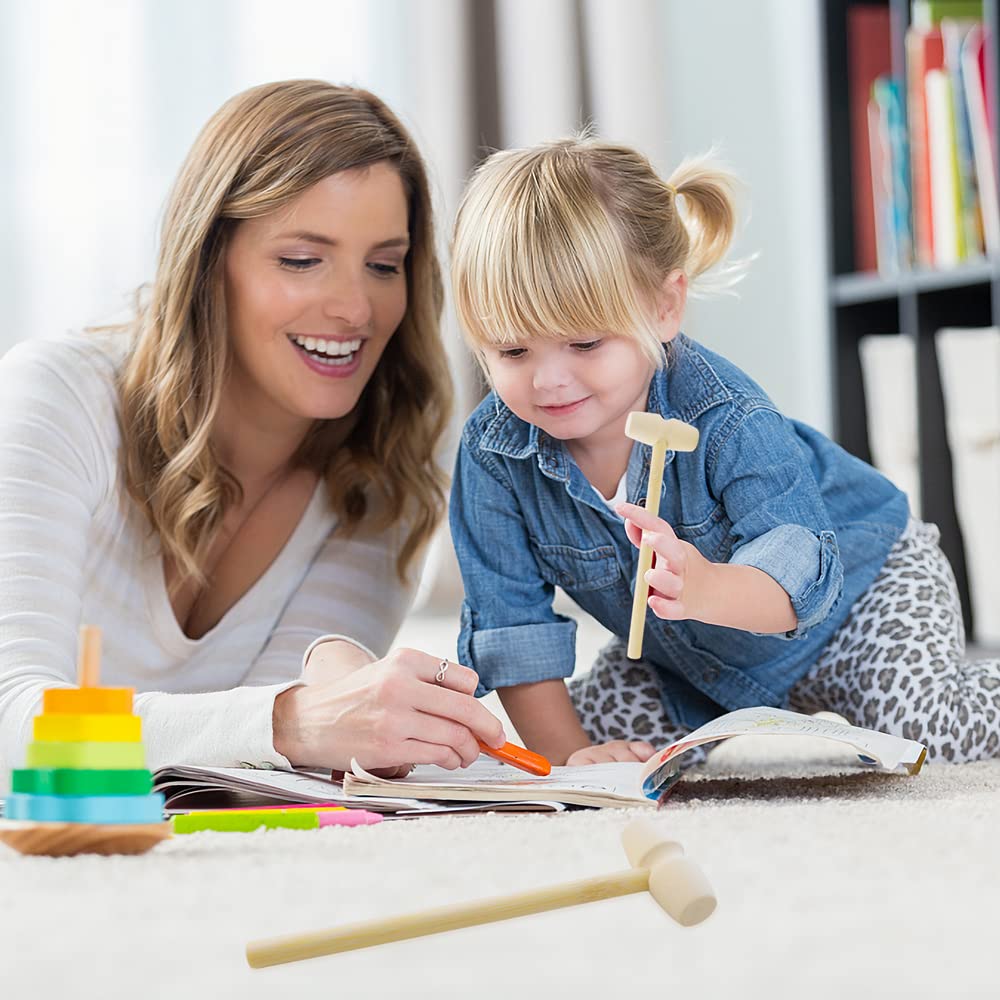 Nodg 20 Pcs Mini Wooden Hammer Wooden Solid Crab Lobster Mallet Small Wooden Mallet Shell Wood Cracker Hardwood Hammer Pounding