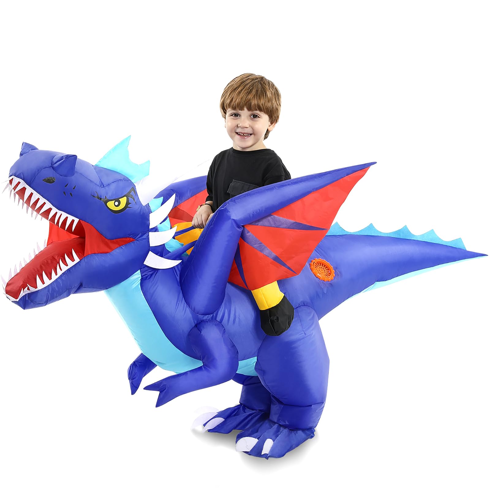 Ozyalo Inflatable Dinosaur Costume for Kids  Halloween Blow Up Dragon Costume for Boys Girls  Funny Ride On Dinosaur Costume 4-6 Years