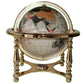 Unique Art 13' Tall 9' Diameter Pearl White Ocean Desktop 4-Leg Gold Stand Gemstone Globe