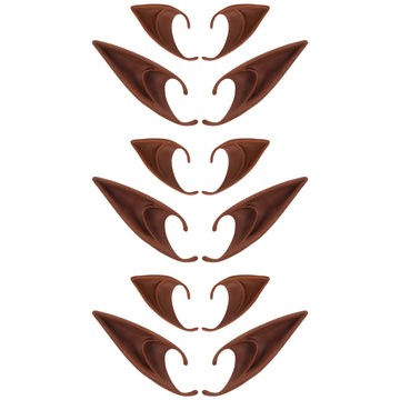 Freshme 6 Pairs Brown Elf Ears - Short And Long Fairy Ears Set Anime Pixie Ear Silicone Vampire Ears For Women Girl Cosplay, Chr