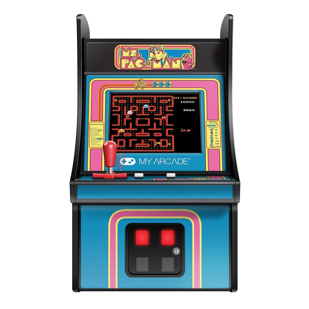 My Arcade Micro Player Mini Arcade Machine: Ms. Pac-Man Video Game, Fully Playable, 6.75 Inch Collectible, Color Display, Speake