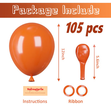 Voircoloria 105Pcs Orange Balloons 12Inch Party Latex Balloons For Boys Girls Birthday Baby Shower Gender Reveal Wedding Sunflow