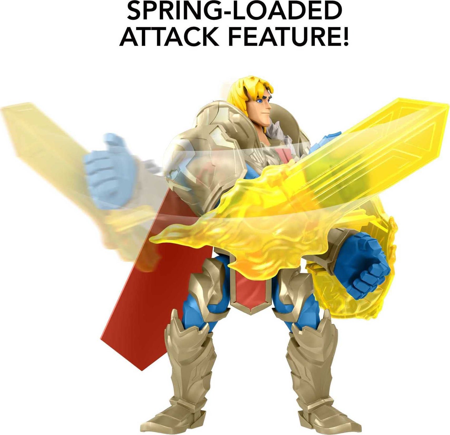 Masters of the Universe and He-Man He-Man Action Figure in Grayskull protective covering with Power Attack Move & 2 Accessories Inspired by MOTU Netflix Animated Series  5.5-in Collectible Toy for Kids Ages 4Y+